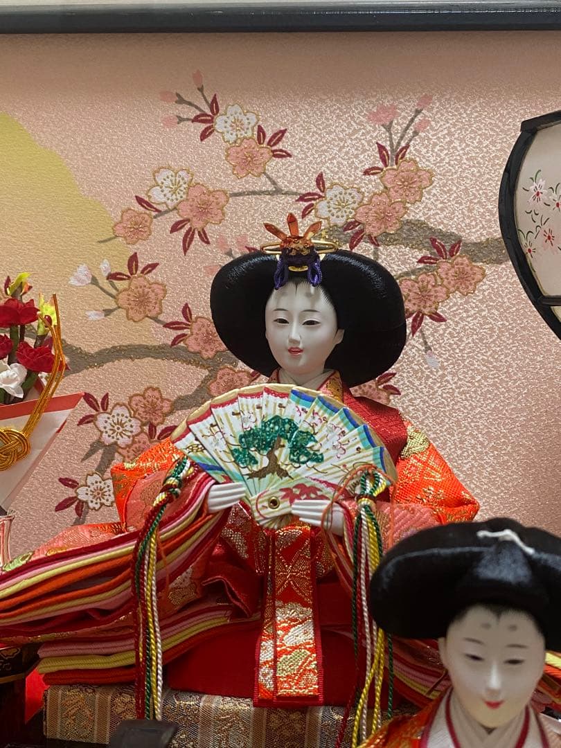 雛人形セット ケース入り 玉媛作 八女人形 ひな人形 照明付き オルゴール 美品