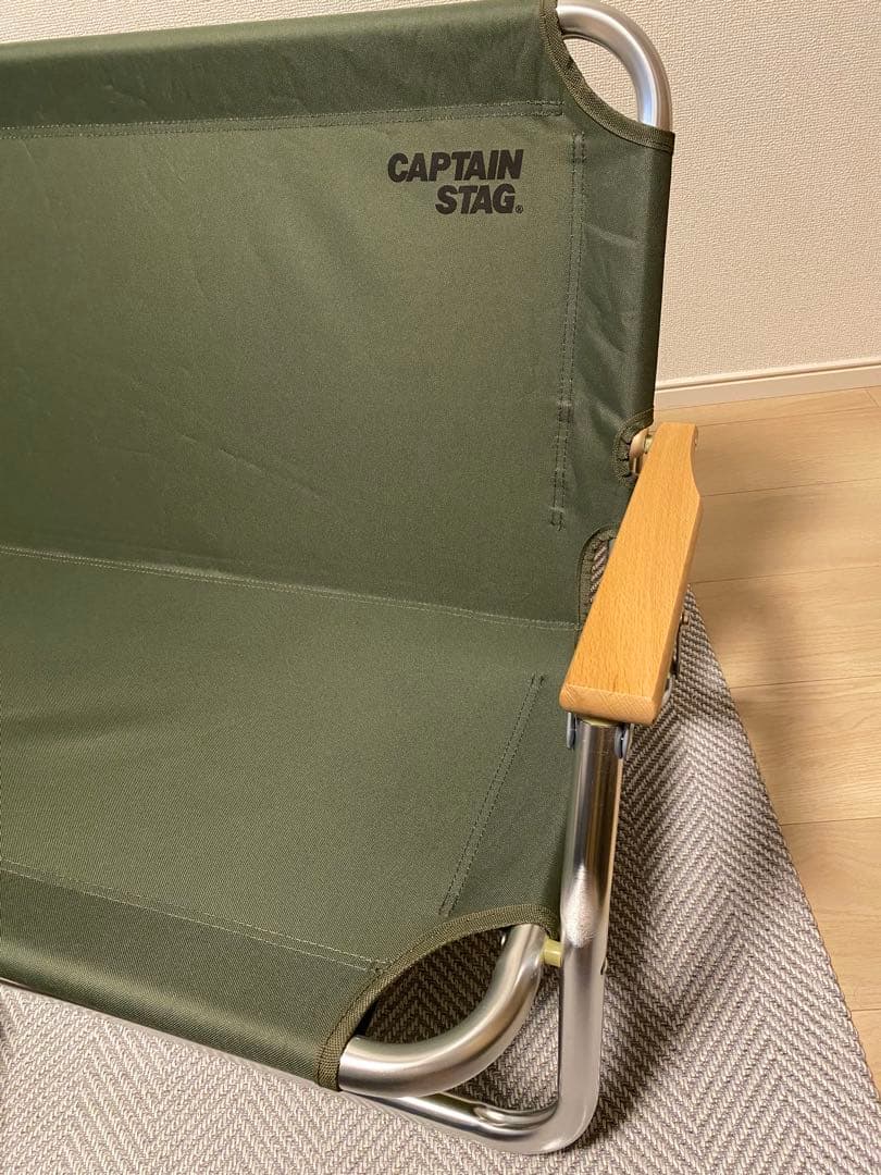 CAPTAIN STAG アウトドアベンチ 二人掛け オリーブグリーン