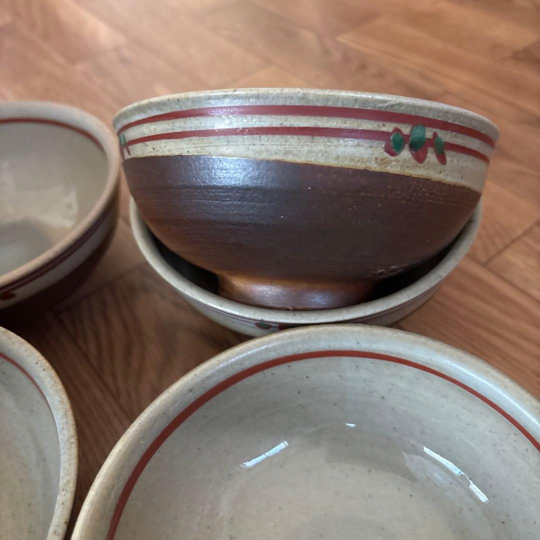 木箱入り高級品中王子窯　赤絵碗5客セット清水焼