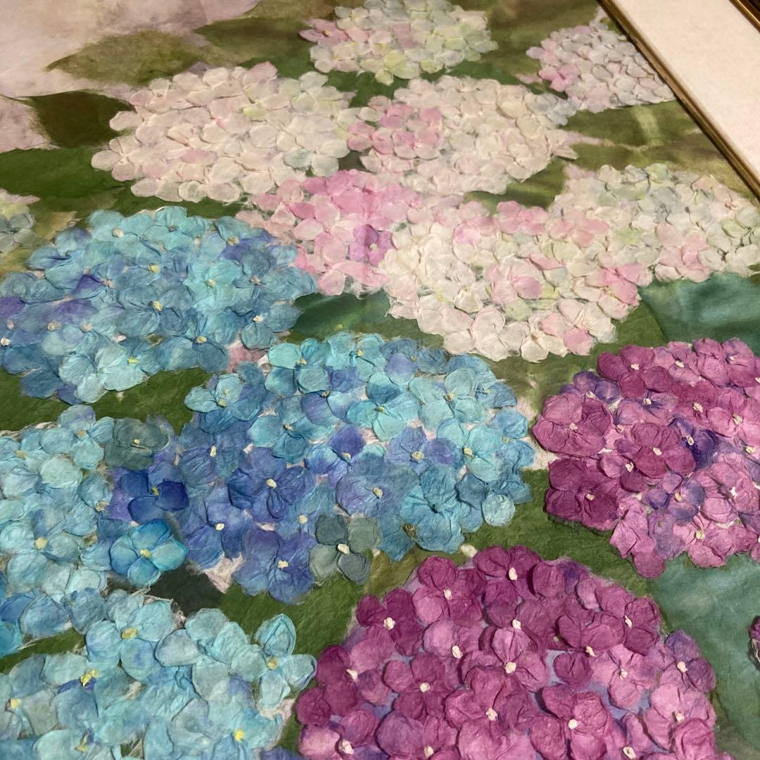 ちぎり絵アート　ハンドメイド　紫陽花モチーフ