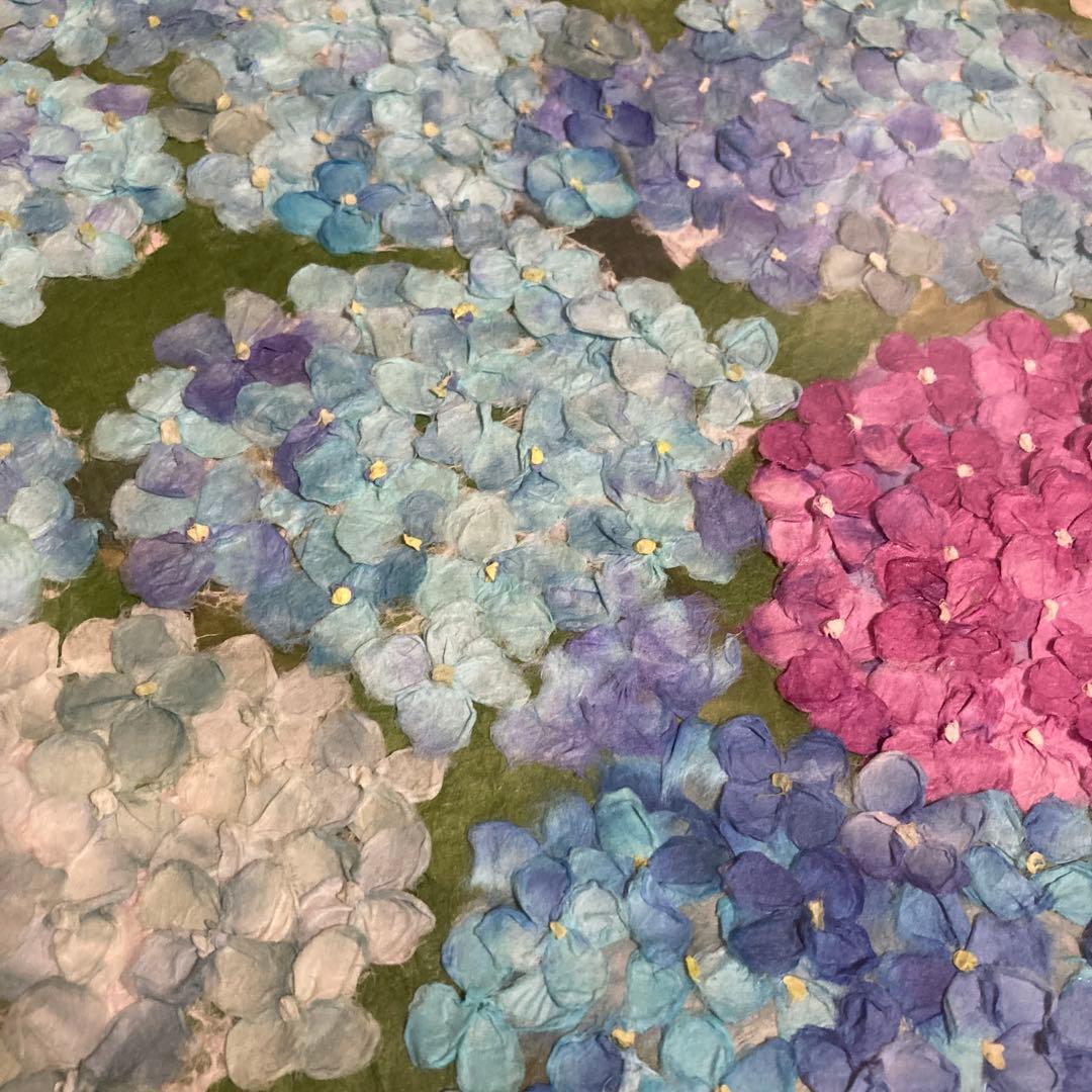 ちぎり絵アート　ハンドメイド　紫陽花モチーフ