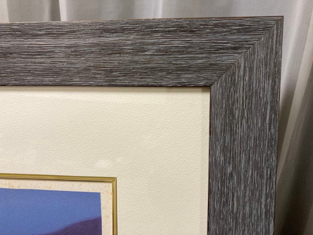 リトグラフ 風景画【フランシスコ・ボッシュ】 「教会の見える夜景」額装 挿し箱有