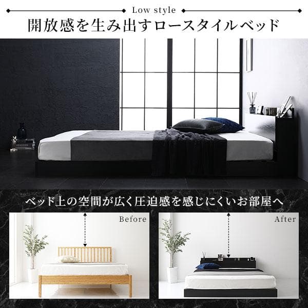 ベッド低床 ロータイプ ブラック ダブル ベッドフレームのみds-2174096