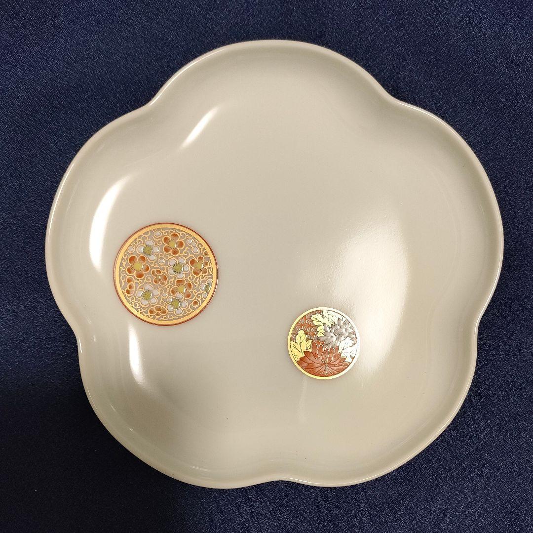 《未使用》深川製磁 寿赤絵 梅型銘々皿揃 5枚セット