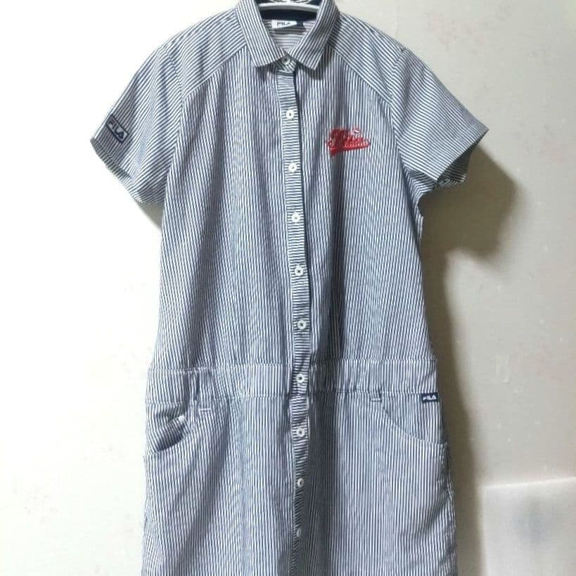 FILA GOLF フィラゴルフ　ウェア　シャツワンピース　ストライプロゴ LL