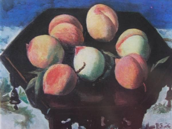 小出 楢重、桃、希少画集画、新品額装付