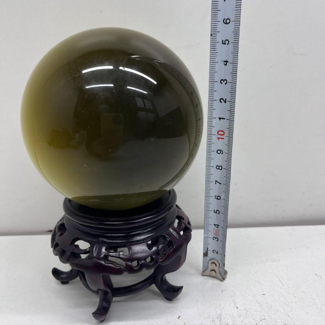 K◇キャッツアイ　丸玉　天然石　ハニー　猫目石1.500g　台座付き