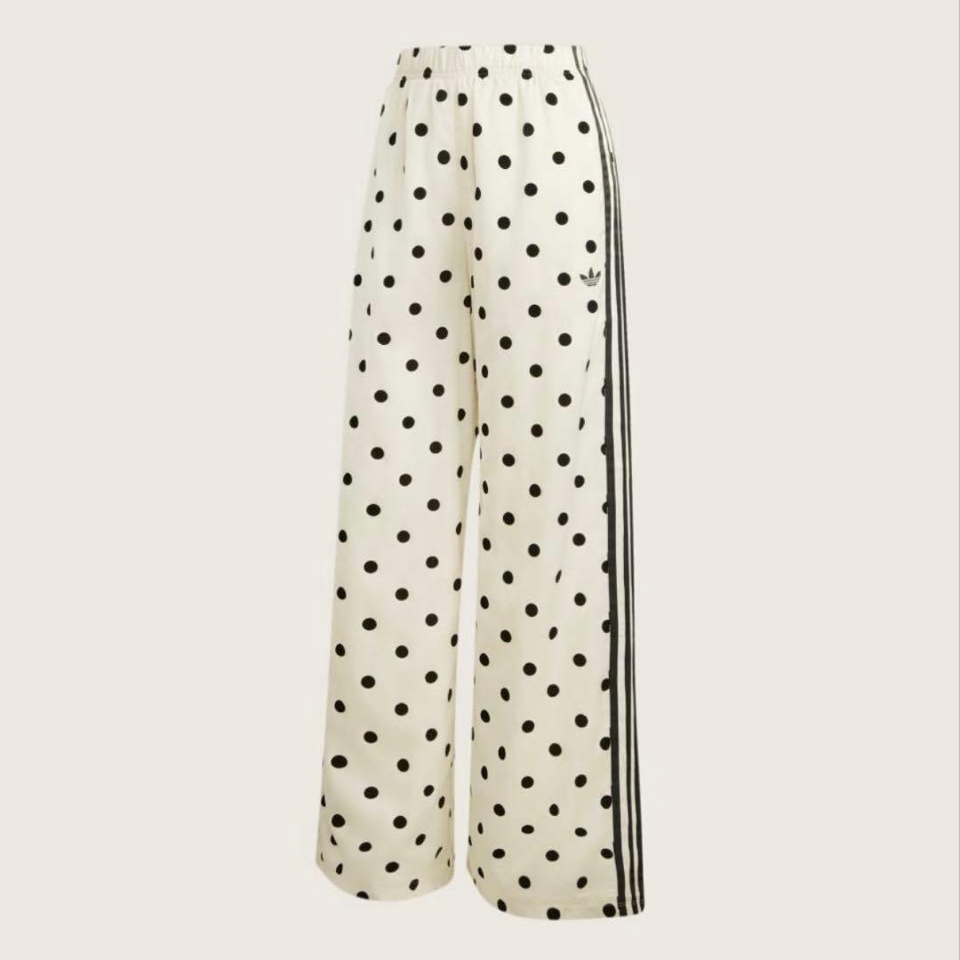 ★すぐ発送★adidas サテン 水玉模様 ドット ワイドレッグパンツ　M