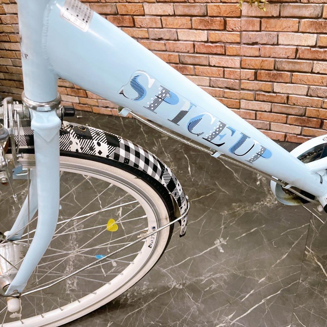 マグロ様【22】子供用自転車 子供車 SPICEUP 水色 24インチ シングル