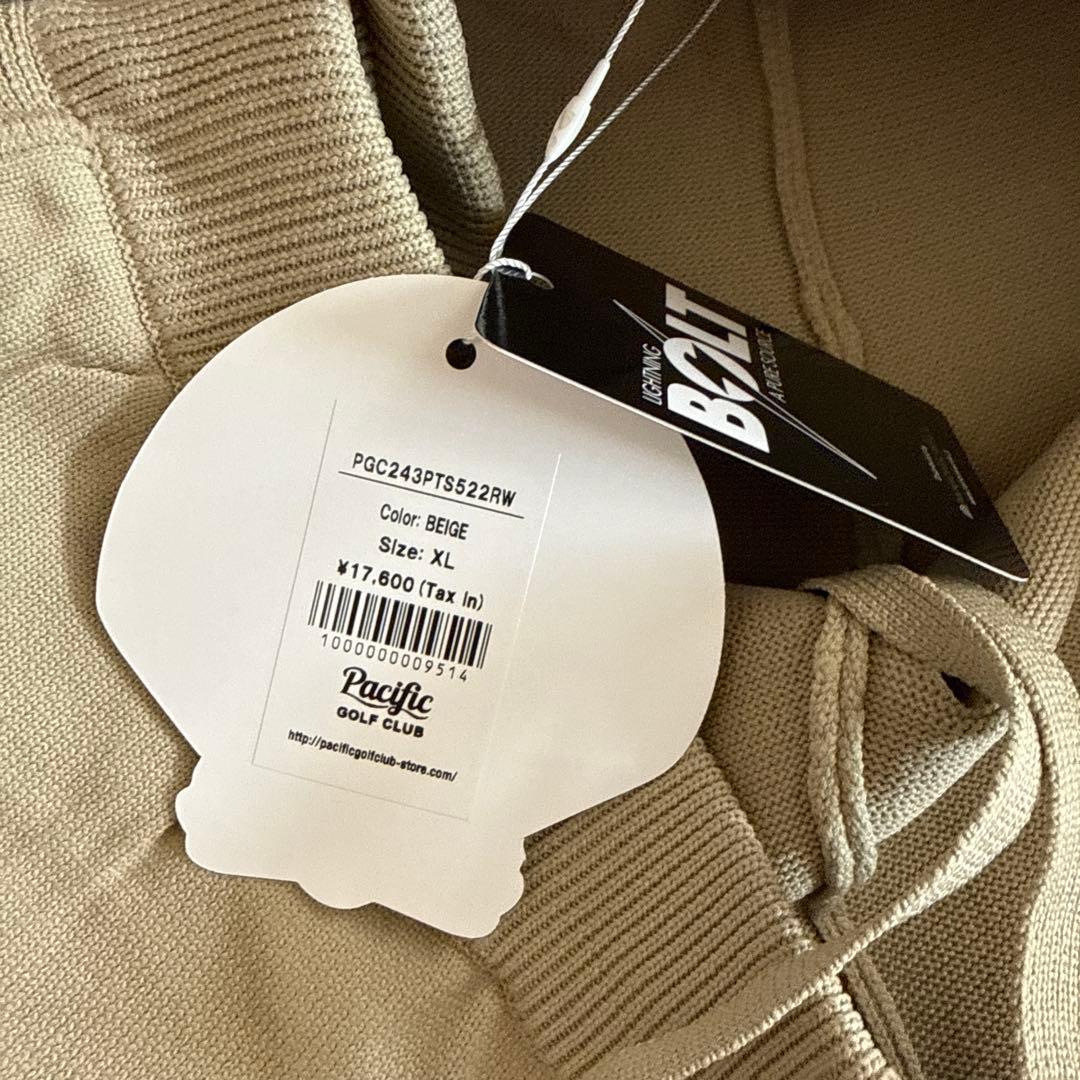 Pacific Golf Club ストライプパンツ XLベージュ　新品、未使用