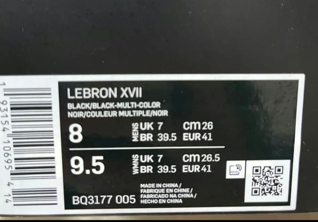 NIKE LeBron 17 JAMES GANG ブラック/マルチカラー