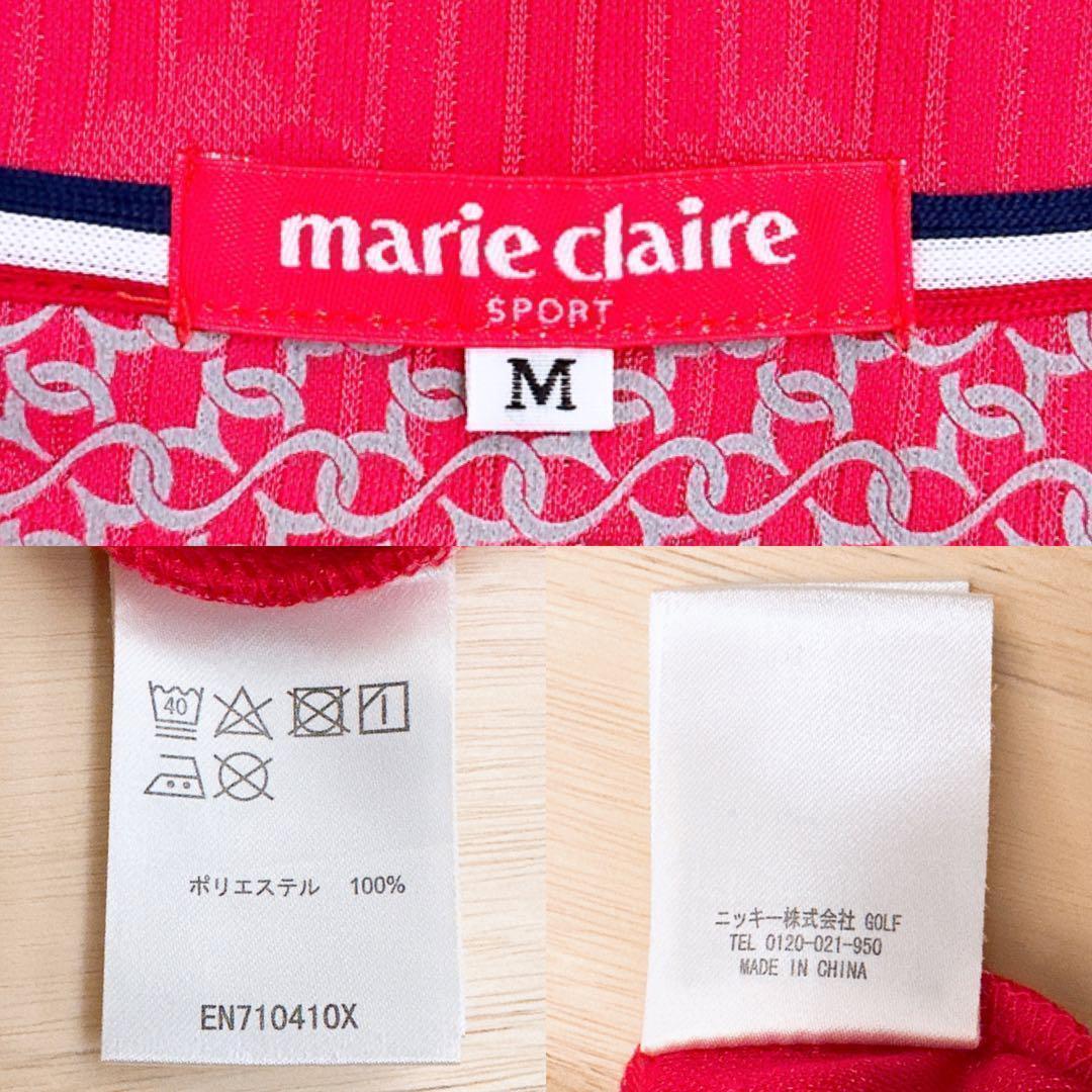 【マリクレール】ゴルフ 半袖ワンピース ビビットカラー 春夏 M ピンク×白