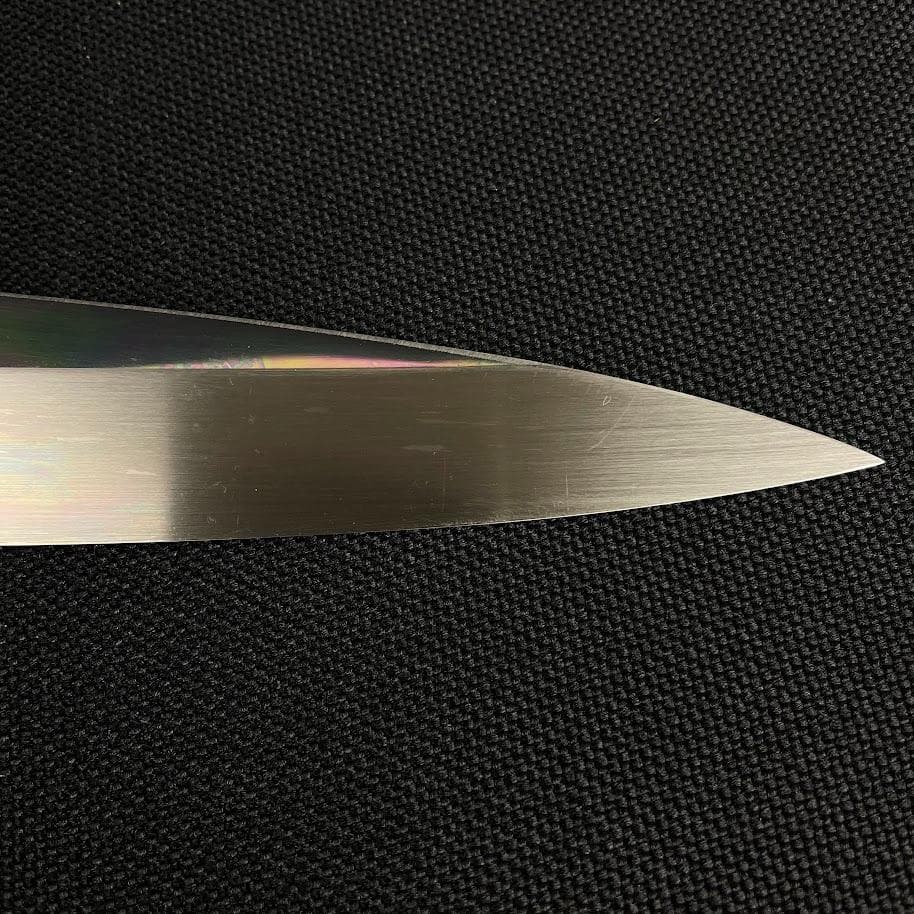 ほぼ未使用●丸越産業● 柳刃包丁 刺身包丁 本焼き 合金鋼 黒檀柄 白木鞘