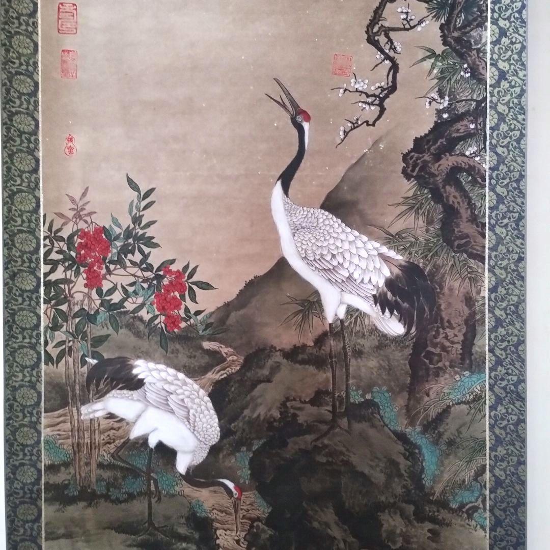 掛軸 鶴2羽