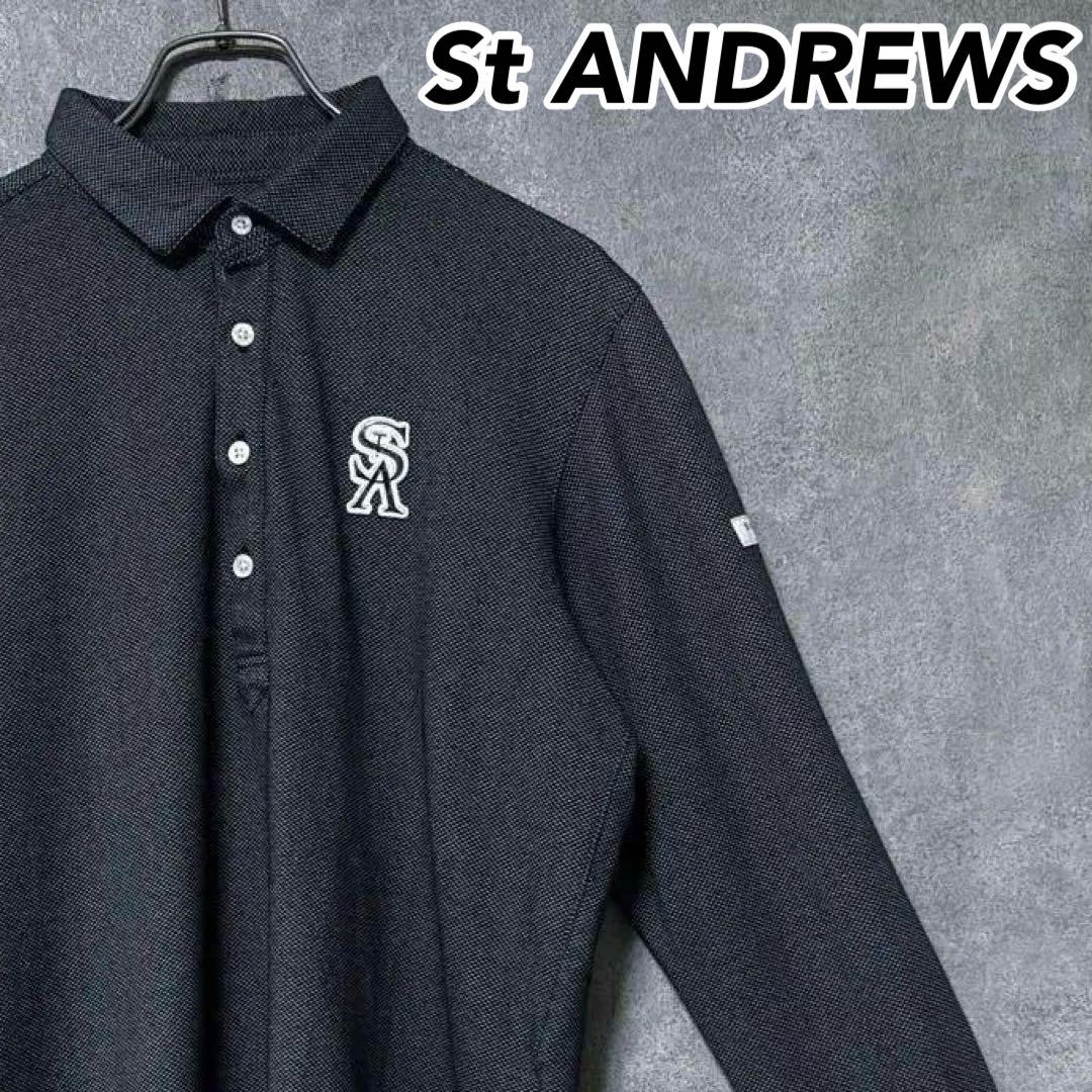 St ANDREWS セントアンドリュース ロゴ ポロシャツ 長袖 ゴルフウェア