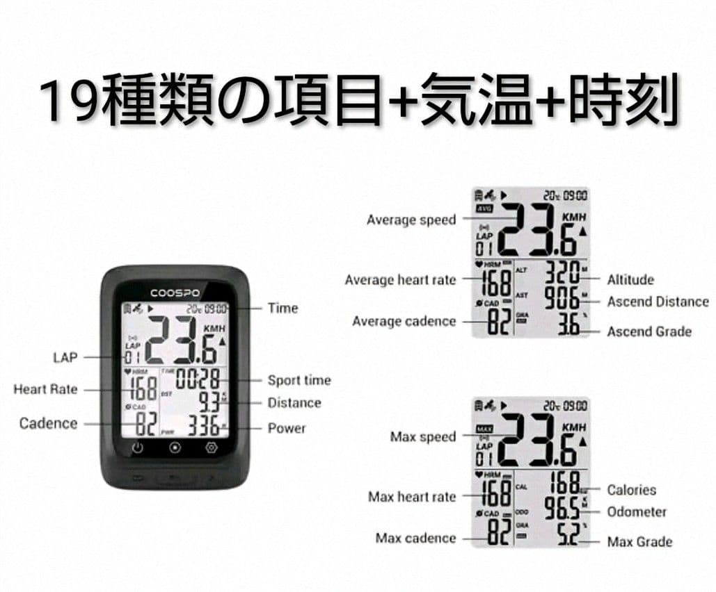 COOSPO BC107　ANT+、技適対応サイクルコンピューター&センサー3点