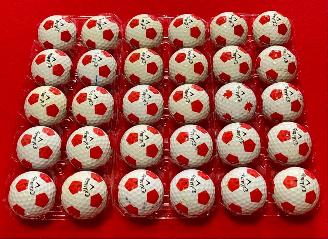 M109【中古ゴルフボール】キャロウェイ/クロムソフト 《サッカー柄》赤30個