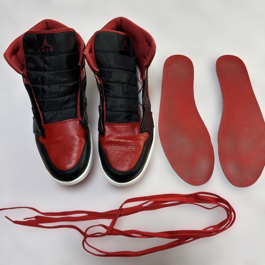 大きいサイズナイキAIR JORDAN 1 MID30cm US12手洗済黒赤