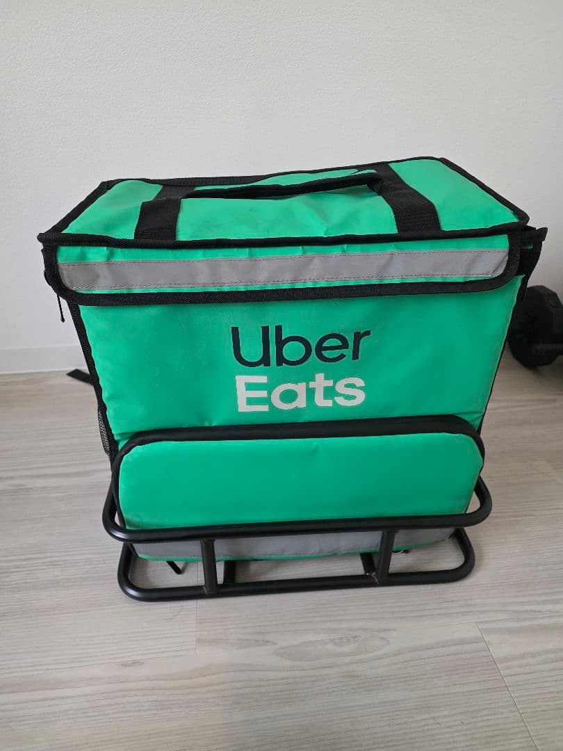 Uber Eats 配達用バッグ 大容量 グリーン　カゴ付き