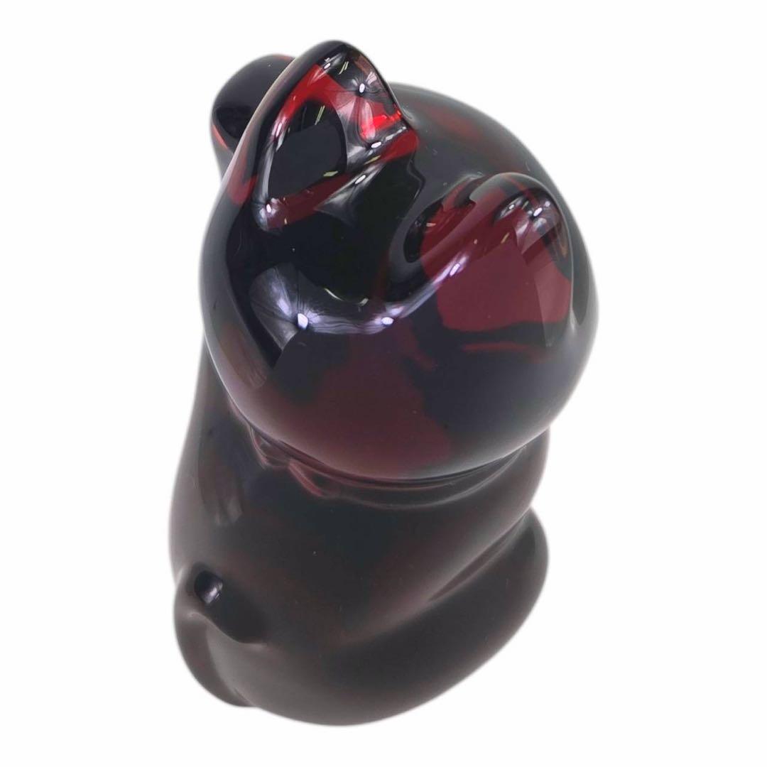 ✨極美品✨Baccarat バカラ 招き猫 レッド×ブラック クリスタル 置物