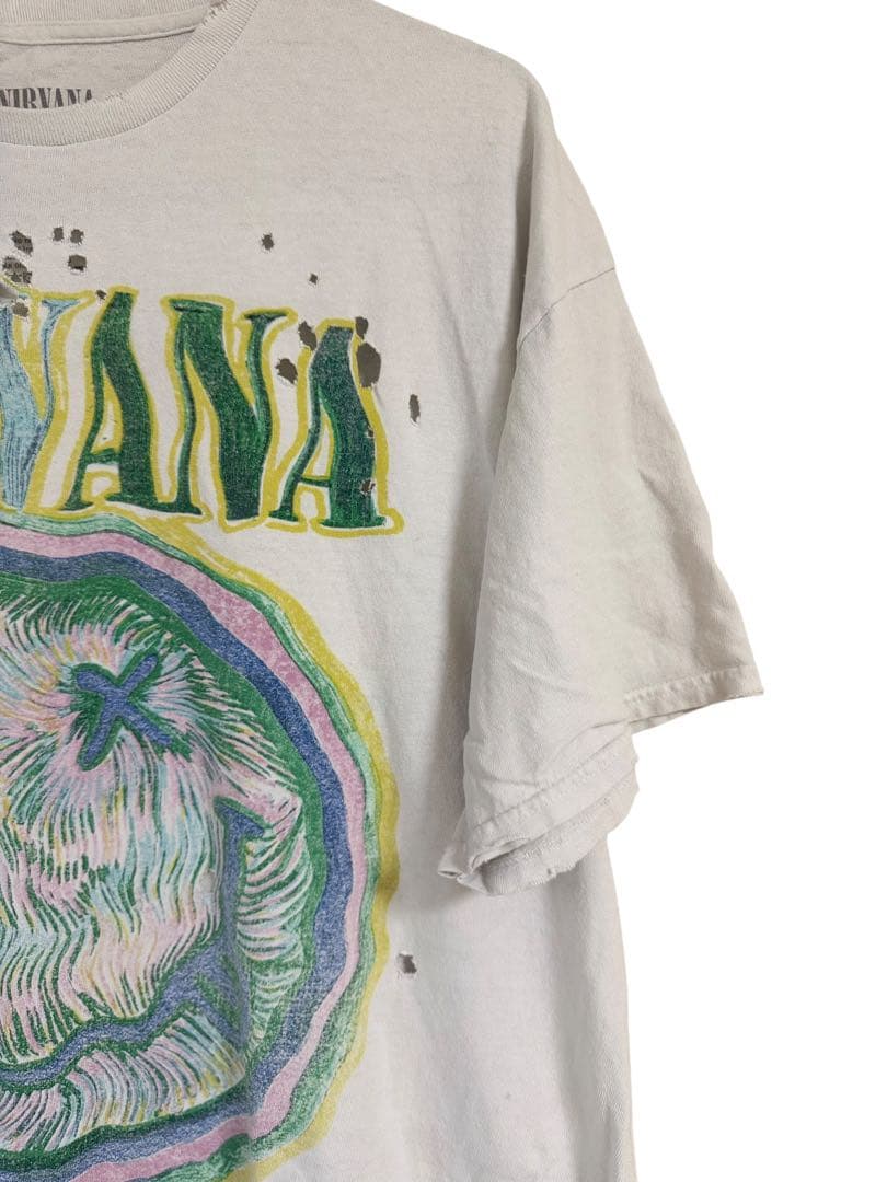 NIRVANA ニルヴァーナ バンドTシャツ スマイリーフェイス ダメージ加工風