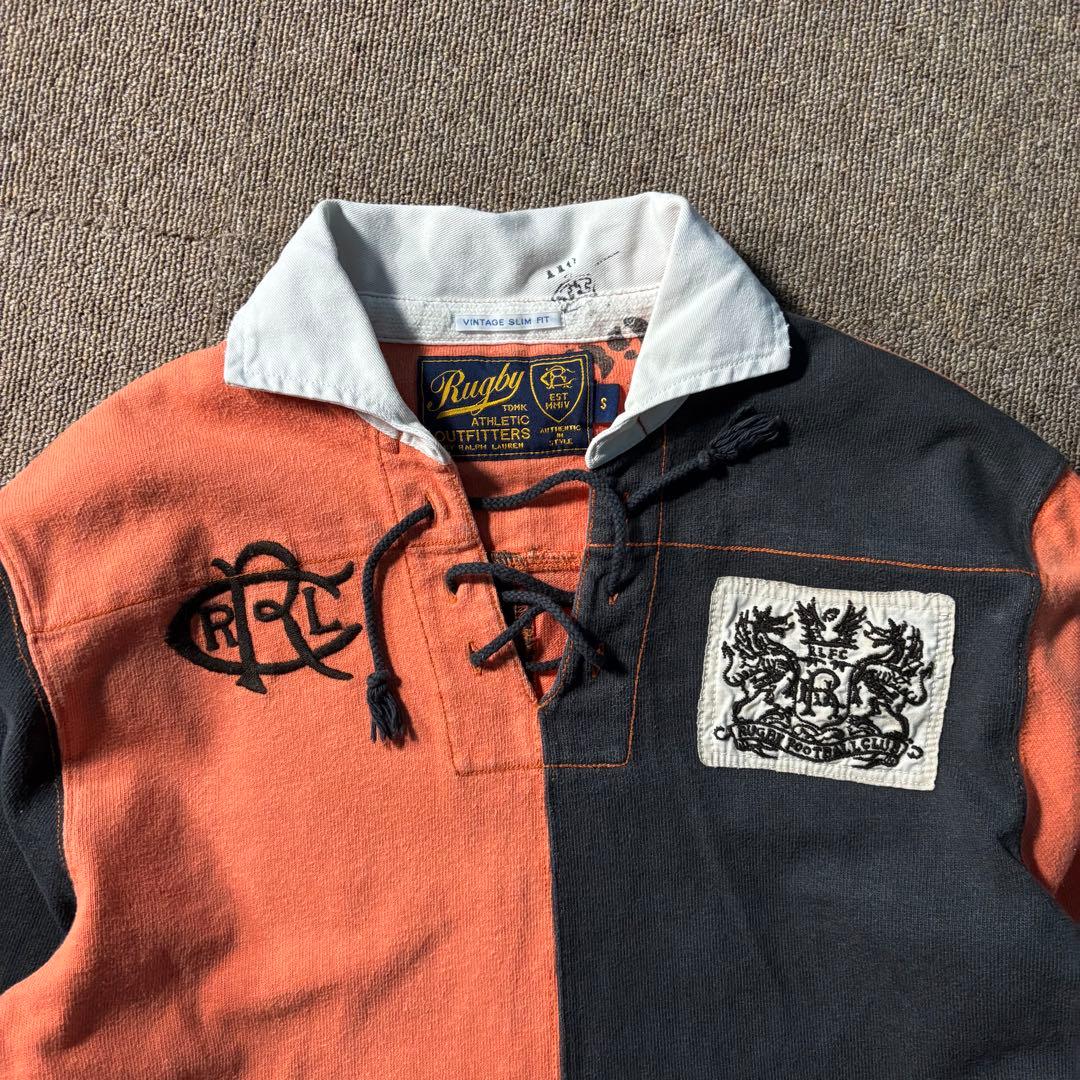 RUGBY RALPH LAUREN ボーダー ラガーシャツ レースアップ
