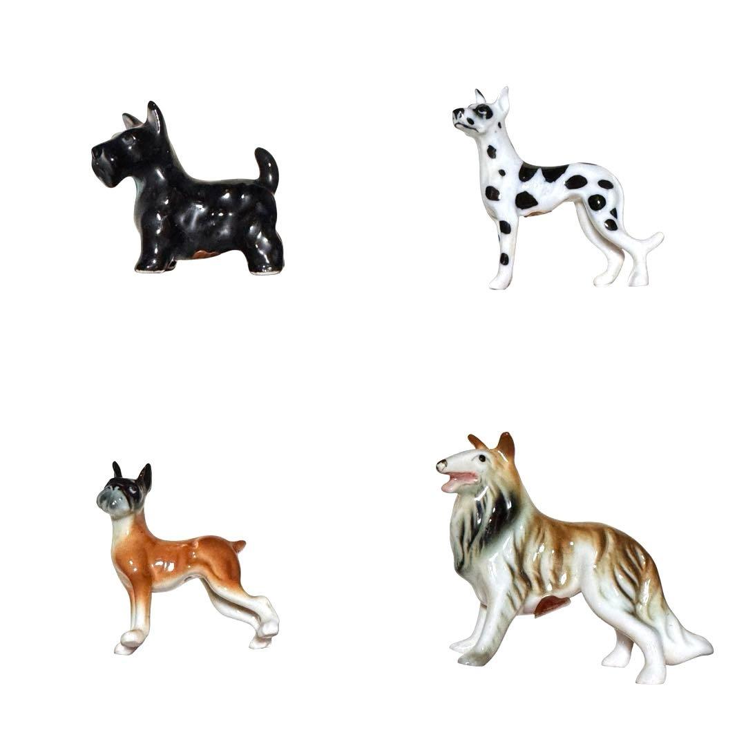 犬 置物 ミニチュア 20匹 Bone China SHIKEN 陶器製 棚付