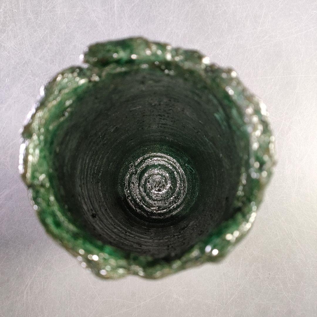 A1220-3/六石窯/森一蔵/萬古焼/緑釉花生/共箱/花瓶/花入/花器/飾壷/