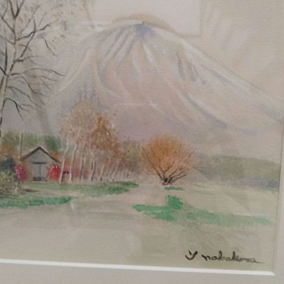 小岩井農場　 水彩画　洋画家「中原佳雄」　岩手山と自然風景