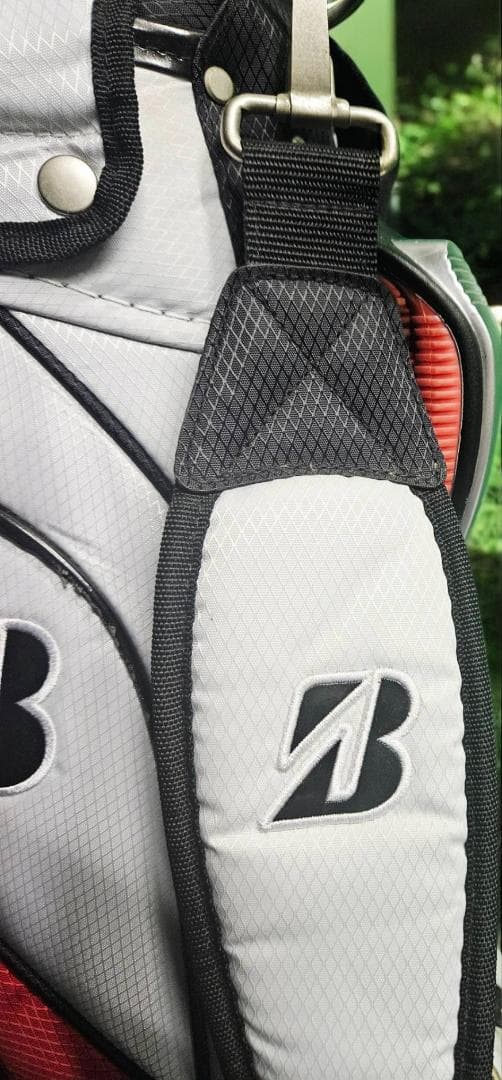 送料無料/美品BRIDGESTONE ゴルフバッグ ホワイト/レッド