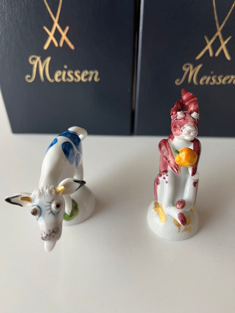 Meissen 干支　牛とウサギ 置物 2体セット