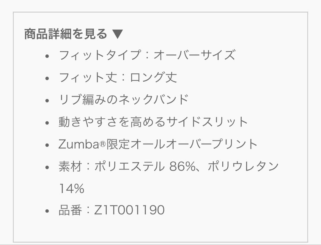 ZUMBA®️正規品　 メッシュオーバーサイズTシャツ
