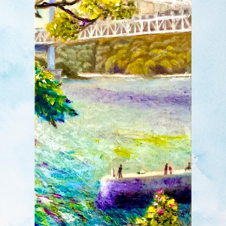風景画「下津井の海」油彩画 SM 木製フレーム付き 瀬戸の風景