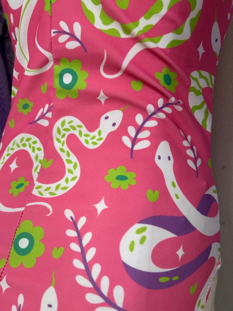 花柄ピンク紫長袖レオタード