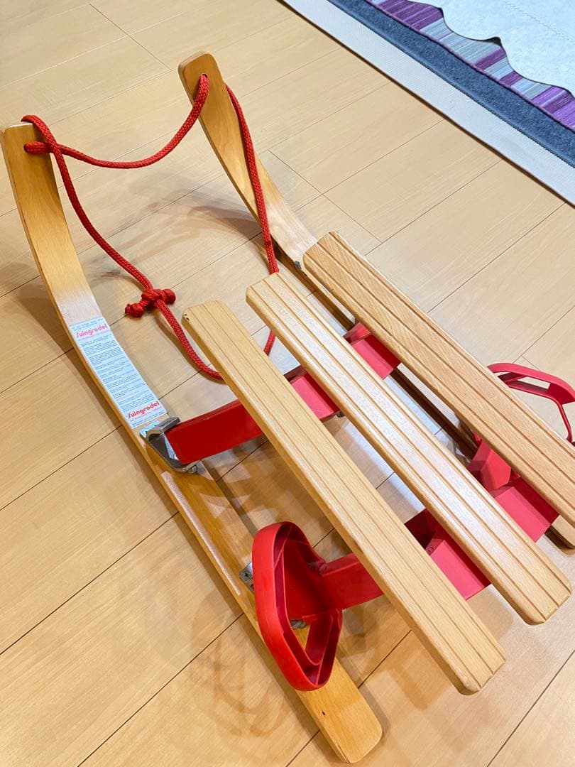 ドイツ製 木製ソリ Swingrodel 赤 1-2人用