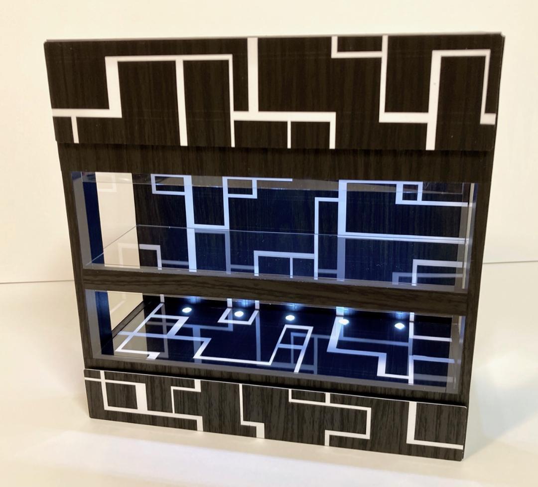 1/64展示10台可能・幾何学底目地・2層式ディスプレーBOX / ネオジオラマ