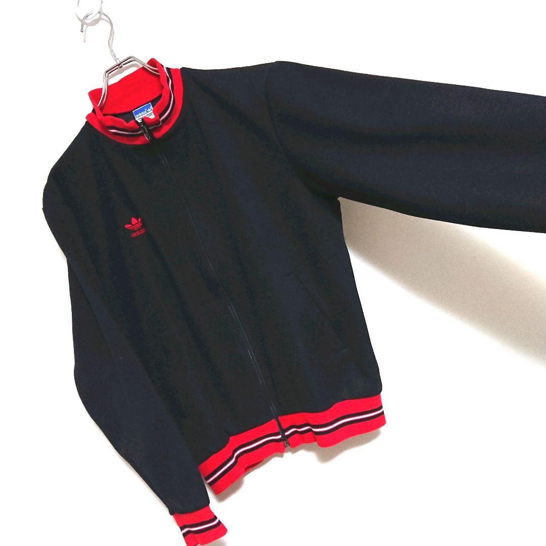 80s adidas オールドアディダス 赤黒色 トラックジャケット ジャージ