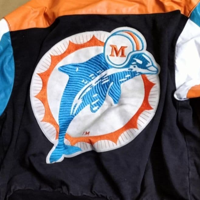 DOLPHINS JEFF HAMILTON 一部本革 レザー ブルゾン XL
