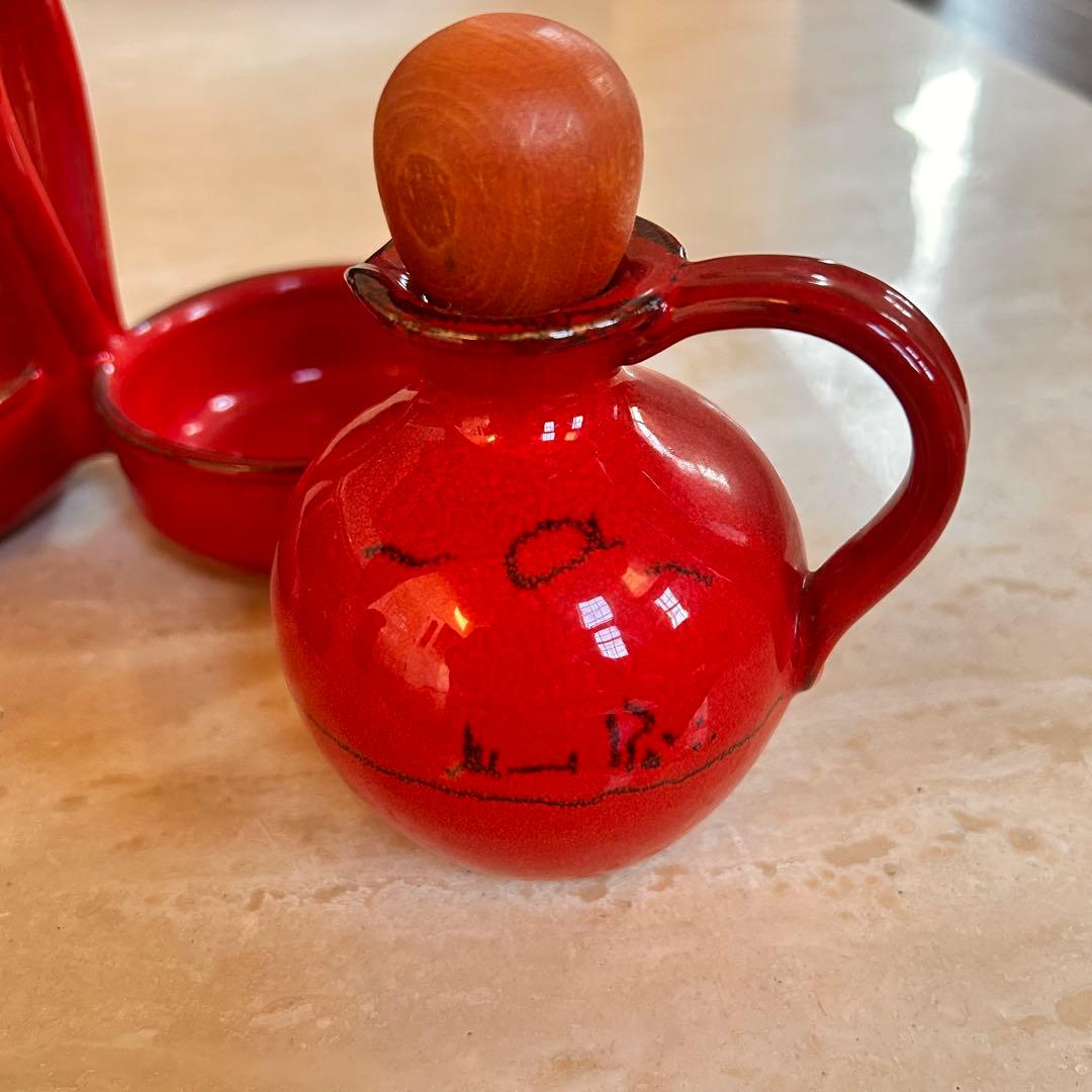 新品　Mamma Ro Italy Red 赤い陶器の調味料ボット 2個セット