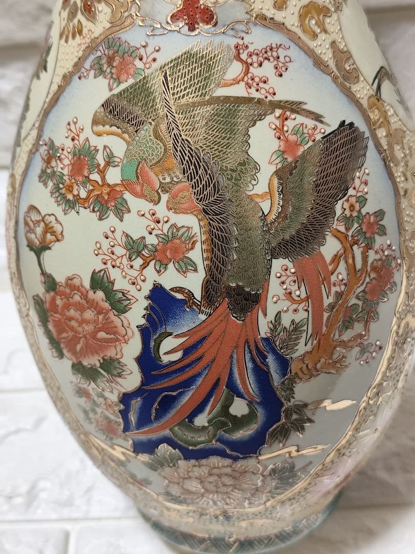 白薩摩焼 花瓶 壺 白もん