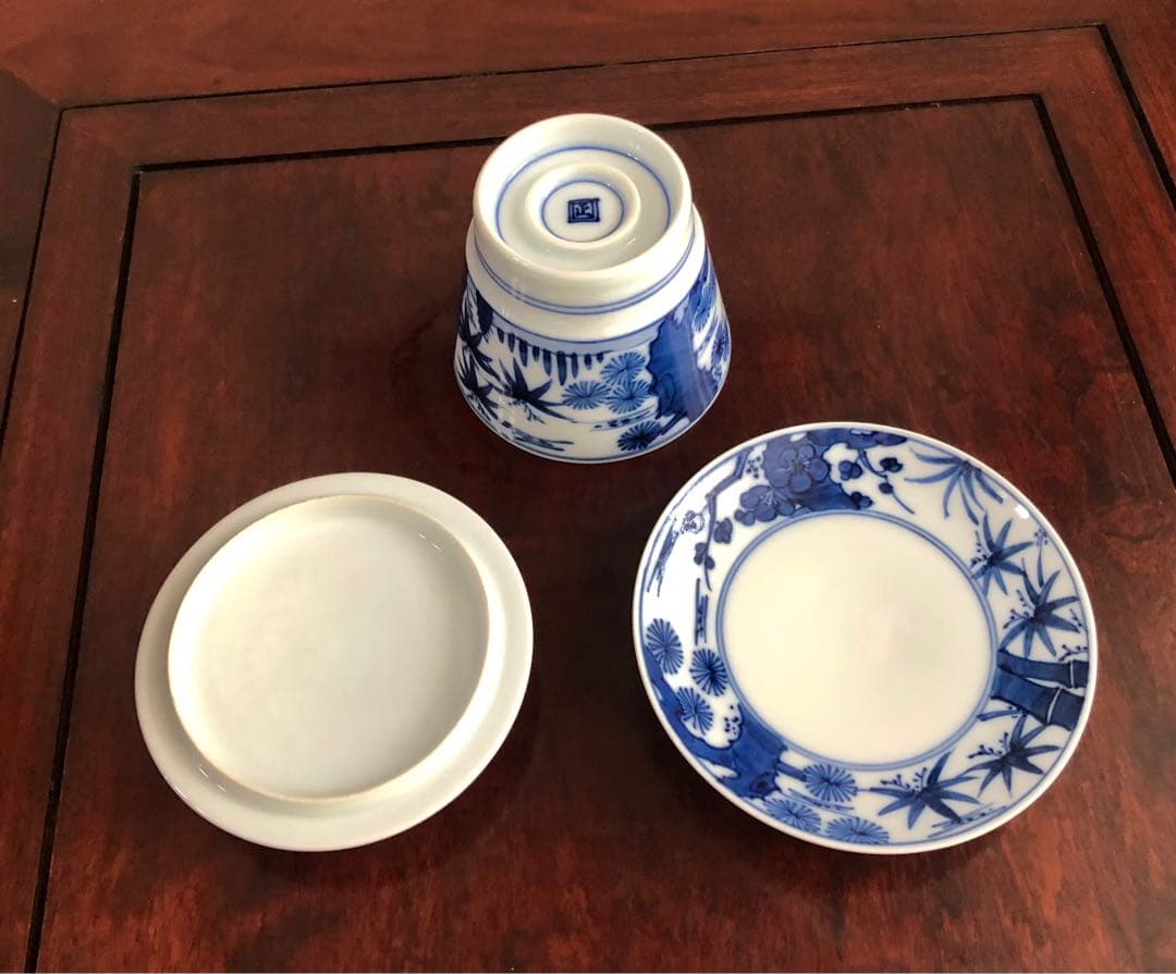 三川内焼　嘉久正窯　茶碗蒸し（蓋、受け皿付）5枚組