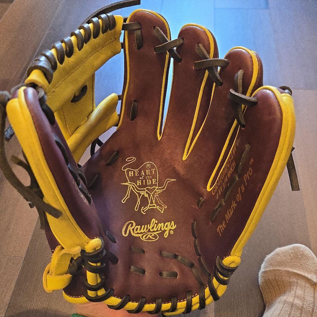 Rawlings 軟式グローブ ブラウン/イエロー 右投げ用内野
