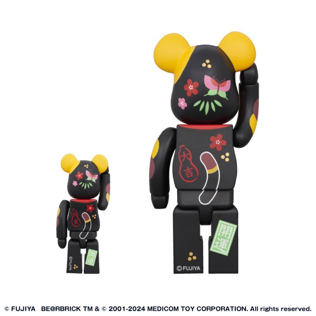 BE@RBRICK 招き猫 ペコちゃん 福 黒 100% & 400%