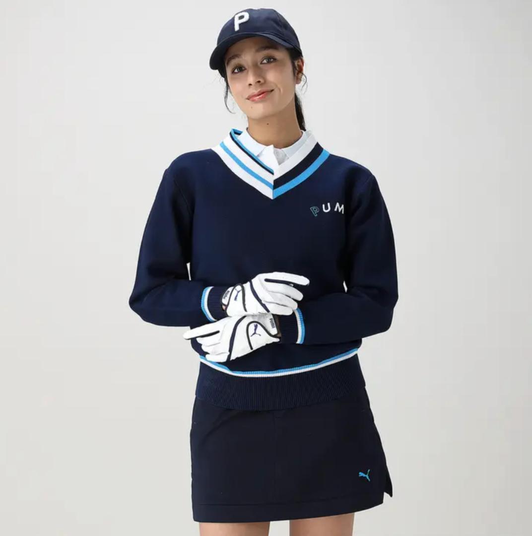 PUMA レディース Vネックセーター ネイビー