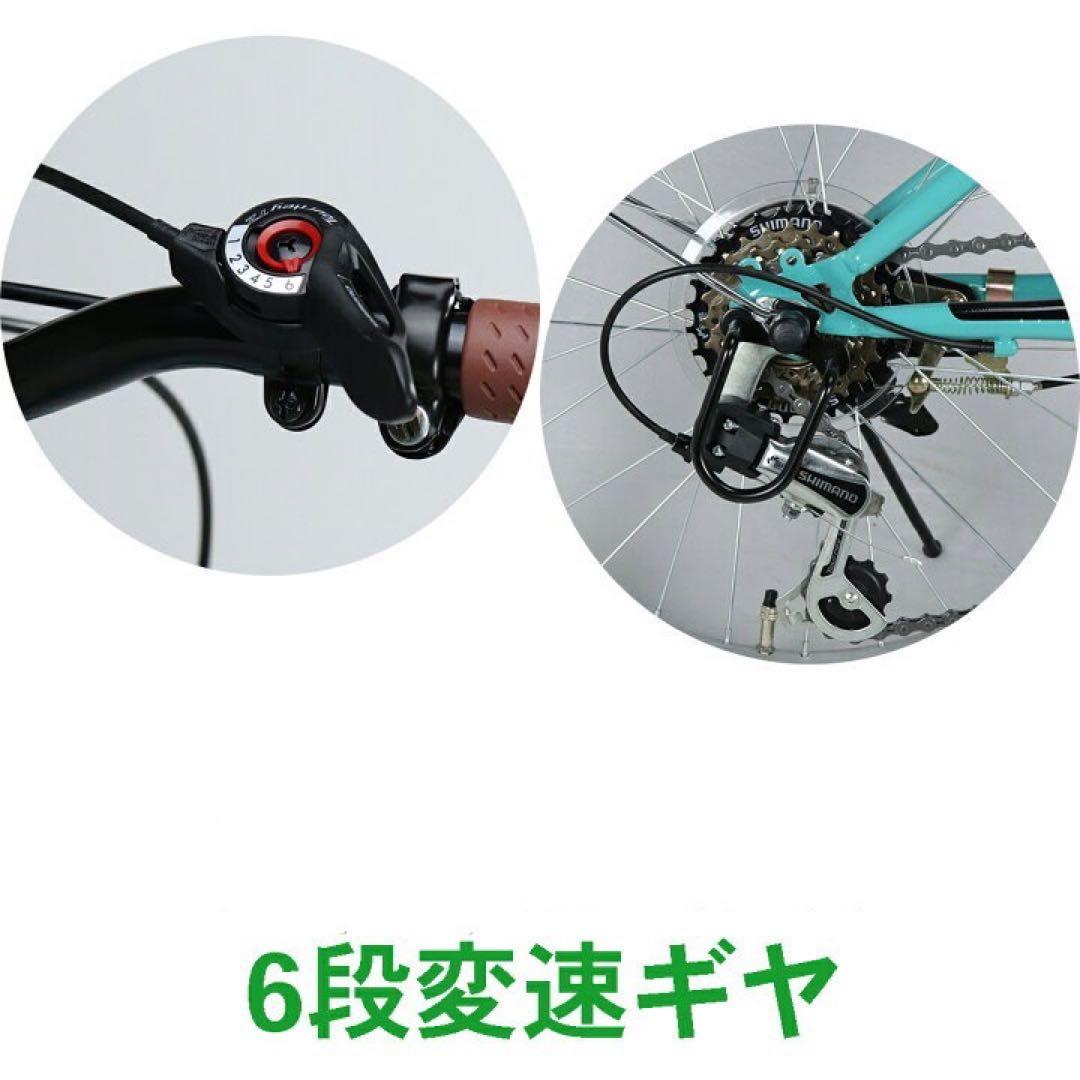 新入荷 折りたたみ 自転車 20インチ シマノ 6段変速　ブラック　カゴ鍵