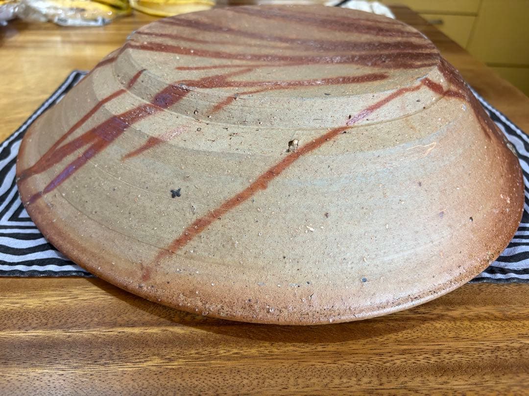 備前焼　金重陶陽 陶器皿 約38cm 茶色大皿