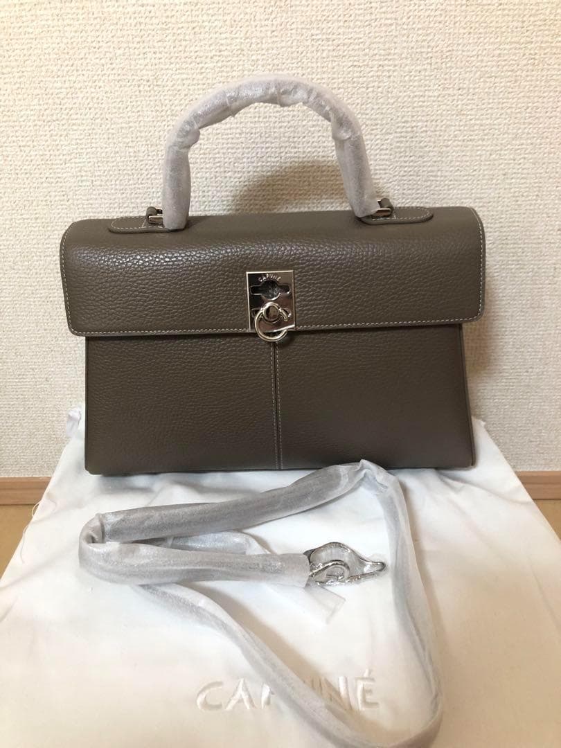 CAFUNE カフネ グレー レザーバッグ ショルダーストラップ付き