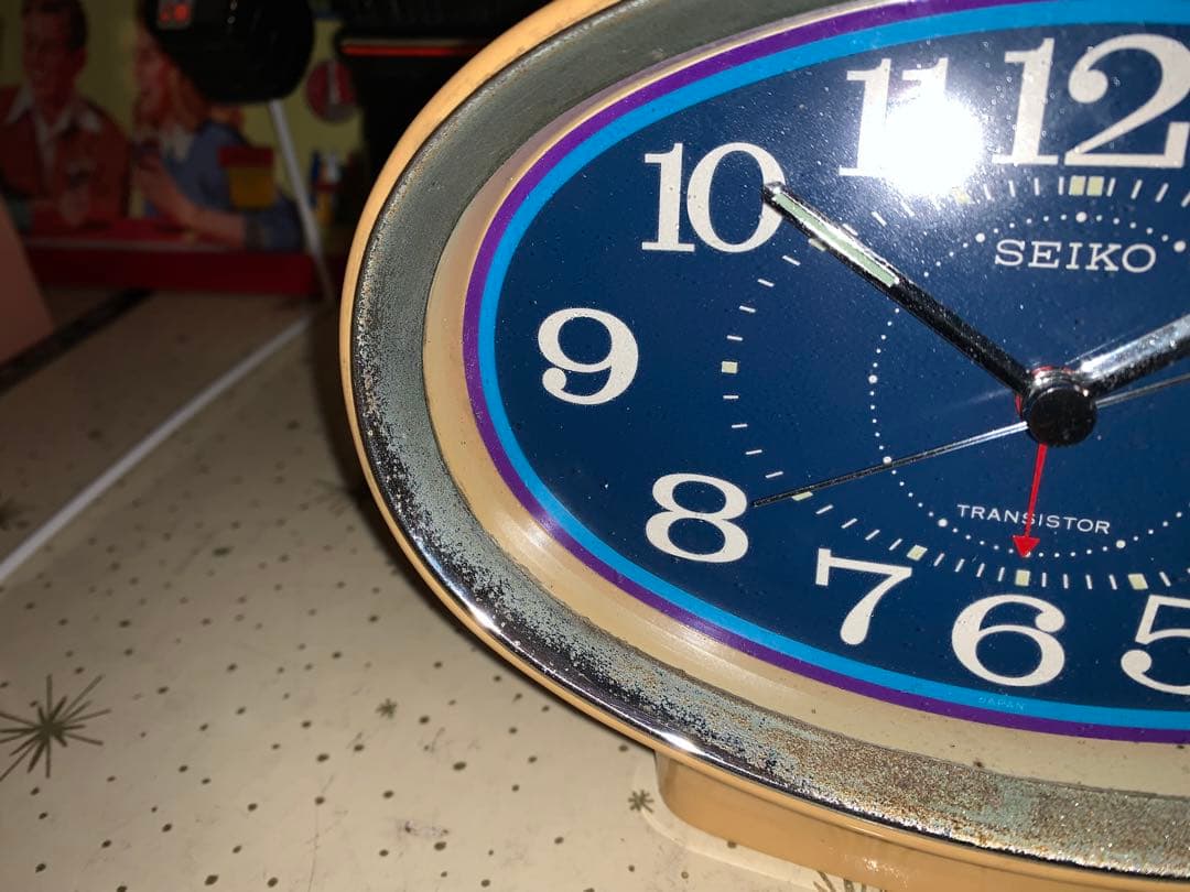 昭和レトロ　動作品　SEIKO セイコー　電池式　置時計　スペースエイジ