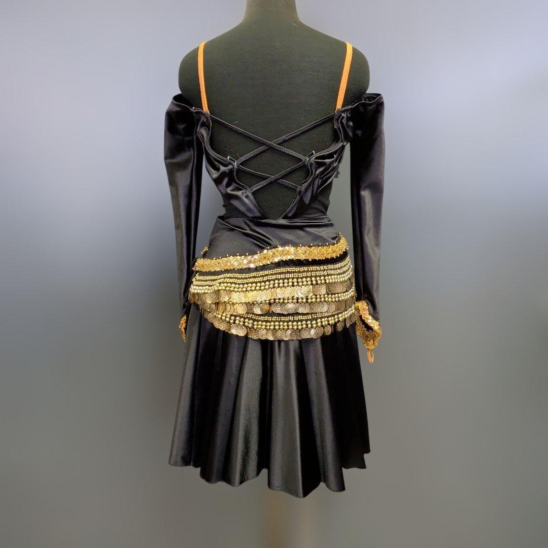 黒いオフショルダーダンスラテンドレスSサイズ