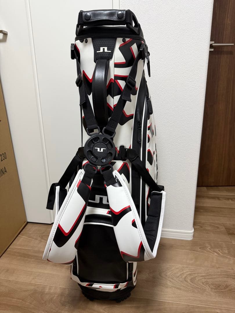 限定品 J.LINDEBERG キャディバッグ ホワイト/ブラック/レッド